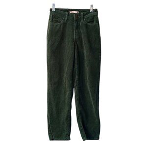 Juniors So Goods For Life Green Ribbed Courdoroy High Rise Straight Pants 3/26